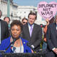 Rep. Barbara Lee (D-CA) speaks at the news conference held by Congressional Democrats demanding congressional authorization before a first strike on North Korea outside the capital on November 2, 2017, in Washington, D.C.